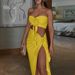 Women's Clothing Summer New Fashion Sexy Tube Top Slim Fit Pleated Slit Lace Up Suit_ecoleips.com