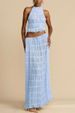 Women's Sexy Backless Halter Neck Lace Trim Long Dress Set – Floral Print Chiffon Maxi Dress For Party, Dating & Casual Wear_ecoleips.com