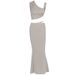 New Arrival Solid Sexy Fashion One Shoulder Asymmetric Neck Crop Top Skirt Two Piece Dress Set Women Daily Outfit_ecoleips.com
