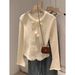 girl Fluffy Fufu Collar Soft Knitted Base Shirt For Women Winter Ruffled Edge Pom-Pom Tie Sweater Inner Wear_ecoleips.com