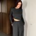 WG164 European American Cross-border Women's Clothing, Knitted Solid Color Long-sleeve T-shirt And Wide-leg Pants_ecoleips.com