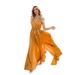 Women's Summer New Bohemian Solid Color V-Neck Sleeveless High-Slit Long Dress_ecoleips.com