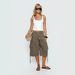 Retro Women's Camouflage Cargo Shorts Pleated Loose Fit Slimming Wide Leg Cropped Jeans_ecoleips.com