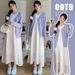 Autumn New Wear Knitted Patchwork Vest Purple Sweater 2-Piece Maternity Dress_ecoleips.com