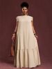 Women's plus Size Loose Fit Dress European American Summer New Style Solid Color Ruffle Sleeve_ecoleips.com