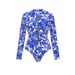 Women's Long Sleeve Zippered Surf Suit Blue Printed European American Style Swimwear For Huludao_ecoleips.com