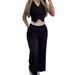 Women's Clothing Hot Girl Outerwear Vest Contrast Color High Waist Wide Leg Trousers Casual Suit_ecoleips.com
