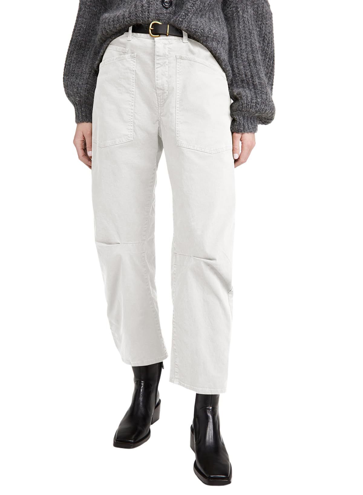 "Vintage-Inspired High Waisted Jeans – Distressed Patch Pocket Workwear Denim For Women (Black/White/Light Blue/Medium Blue, S-XXL)"_ecoleips.com