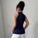 French Style Sleeveless Knit Vest – Slim Fit, Lightweight Summer Cardigan For Women (Dark Blue)_ecoleips.com