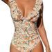 European And American Foreign Trade Hot-Selling Women's One-Piece V-Neck Ruffled Tie Swimsuit_ecoleips.com