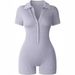 Women's Yoga Jumpsuit Ribbed V-Neck Stretch Waist Sports Jumpsuit_ecoleips.com