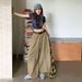 Melard Military Green Scythe Jeans For Women, Summer 2025 New Spring Collection, Relaxed And Casual Wide-Leg Cargo Pants_ecoleips.com