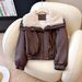 Lamb-Like Faux Shearling Collar PU Leather Jacket - Winter Cozy Oversized Coat For Women, Warm Polyester Filling, Casual & Office Style_ecoleips.com