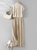 Women's Clothing Satin Shirt Casual Pants Two Piece Suit Temperament Small Shirt Straight Pants Suit_ecoleips.com