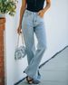 Women's Clothing Washed Slit Internet Celebrity Strict Mid Waist Temperament Wish Denim Trousers Casual Pants_ecoleips.com