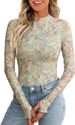 Women's Clothing Pullover High Collar Long Sleeved Lace Floral Mesh Bottoming Shirt T Shirt Female_ecoleips.com