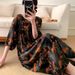 2026 New Cotton Silk Nightgown For Women, Elegant Printed Short-Sleeve Long Dress, Plus Size, Lightweight, Can Be Worn_ecoleips.com