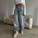 American Retro Low Waist Non Elastic Washed Straight Jeans For Women Autumn New Street Wide Leg Denim Pants For Women_ecoleips.com