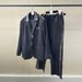 Women's Printed Blazer And High-Waisted Wide-Leg Pant Two-Piece Set, Black Casual Office Suit_ecoleips.com