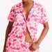 New Women's Printed Casual Home Comfortable Trousers Set Short Sleeved Front Open Design_ecoleips.com