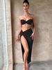 Mozision Elegant Strapless Sexy Two Piece Set Women Sleeveless Crop Top And High Split Skirt Matching Sets Party Dress Sets_ecoleips.com