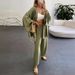 Breathable Cotton Linen Lounge Set - Long Sleeve Button-Up Top With Wide-Leg Pants, Relaxed Two-Piece Outfit For Women_ecoleips.com