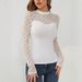 European American Cross-border 2026 Spring New Mesh Polka Dot Patchwork Women's Long-sleeve Top With Small Stand-up_ecoleips.com