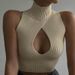 Women's Clothing Women's Autumn New High Neck Sleeveless Chest Hollow Design Knitted Fabric Threaded Short Vest_ecoleips.com