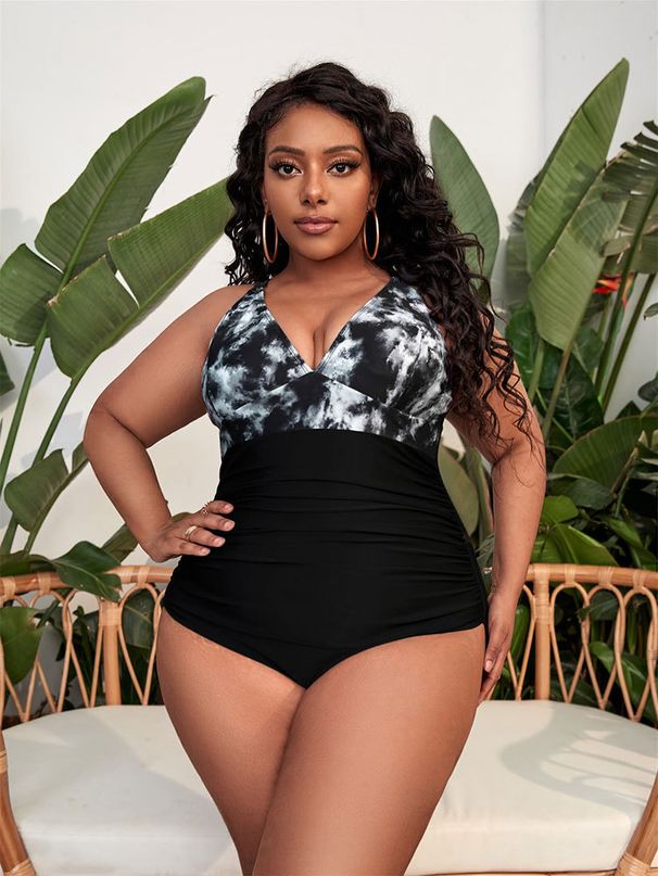 VigoJany 2026 Plus Size Print Swimwear Women Large One Piece Strapped Swimsuit Lady Chubby Big Backless Bathing Suit Beachwear_ecoleips.com