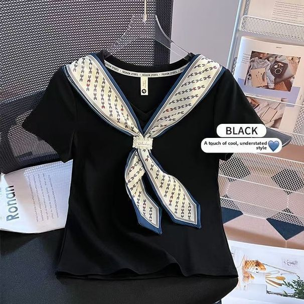 Plus-size High-end Short-sleeve T-shirt For Women, Summer 2025 New Style, Loose And Slimming Design, Versatile_ecoleips.com