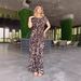 European And American In Stock Women's New Fashion Printed Lace-up Waist Top High Waist Wide Leg Pants Two-piece Set_ecoleips.com