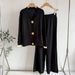 Casual Fashion Two-Piece For Women, Autumn And Winter Versatile Metal Buckle Knit Cardigan Sweater_ecoleips.com