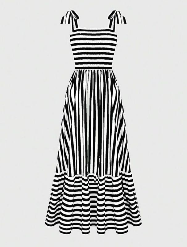 Women's Summer Striped Maxi Dress Elegant Loose Fit A-Line Sleeveless Casual Dress for Women Pink Red Black Sky Blue_ecoleips.com