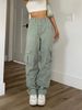Women's Clothing Retro Overalls Loose Slim Street Style Big Pocket Wide High Waist Straight Jeans_ecoleips.com