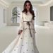 White Butterfly Embellished Belt Maxi Dress Elegant Slim Fit Long Sleeve European American Style Women's Clothing_ecoleips.com