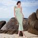 Elegant Strapless Bow Single Shoulder Evening Dress For Women, Formal Party Gown With High Waist, Mid-Length Flowy Skirt, Perfect For Banquet_ecoleips.com