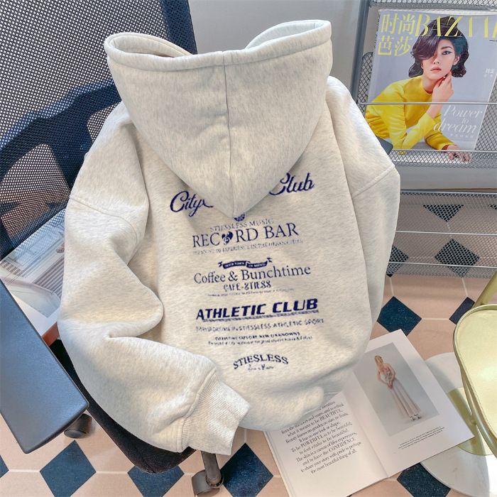 cotton Composite Milk Silk 320g, Silver Fox Fleece 420g, Round Neck, Double Hood, Loose-fitting Sweatshirt_ecoleips.com