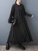 Black Vintage Lace-Up Shirt Dresses For Women Autumn New In Long Sleeve Loose Casual Long Dress Fashion Elegant Clothing 2025_ecoleips.com