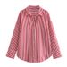 Women's Printed Satin-Feel Shirt – Lightweight Polyester Blouse With Drape, Fall Essential In Stripes & Solids (XS-L, 10 Colorways)_ecoleips.com