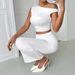 2025 Women's Autumn Winter Sexy Asymmetric Shoulder Fashion Hot Girl Solid Color Ruched Sleeveless Bodycon Set_ecoleips.com