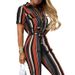 Aria Basics Summer 2025 European And American Women's Clothing Long Pants Casual Turn-Down Collar Buttoned Printed Belt_ecoleips.com