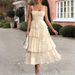 DiYun 2025 Spring/Summer European And American Style Floral Print Contrast Color Chiffon Strap Dress For_ecoleips.com