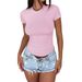 Aria Basics Aria Basics Diyun Cross-Border European And American Women's Tops 2025 Spring Summer Y2K Style Solid Color Slim Fit Short_ecoleips.com