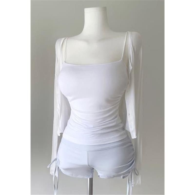 Dongdaemun Women's Slim Fit Tank Top Versatile Solid Color with Bra Pads Base Layer Top in Stock_ecoleips.com