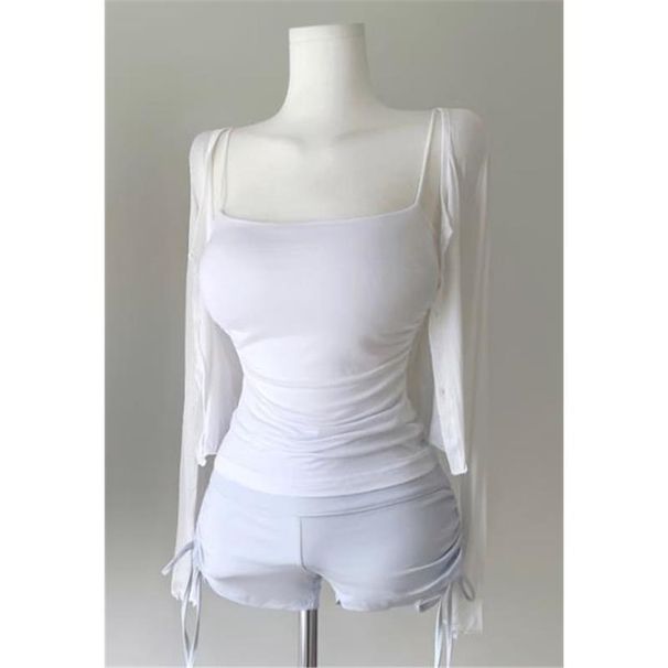 Dongdaemun Women's Slim Fit Tank Top Versatile Solid Color with Bra Pads Base Layer Top in Stock_ecoleips.com