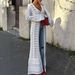Women's French Holiday Style Cardigan Long Loose Woolen Coat Casual Leisure Outerwear Unique Design Hollow Trumpet Sleeve_ecoleips.com