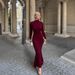 Women's Clothing Bodycon Knit Dress – High Neck Slim Fit Long Sleeve Dress For Women (Black, S-L)_ecoleips.com