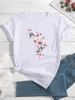 European And American Cross-border Foreign Trade Clothing Butterfly Pattern Round Neck Printed Women's Short-sleeve_ecoleips.com