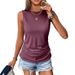 Women's Casual Solid Color Pullover Sleeveless Vest T-Shirt Round Neck Design American Style Summer Fashion_ecoleips.com