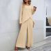 Women's Clothing Women's Long Sleeved Irregular Hem Tops With Elastic Waist And Wide Leg Trousers_ecoleips.com